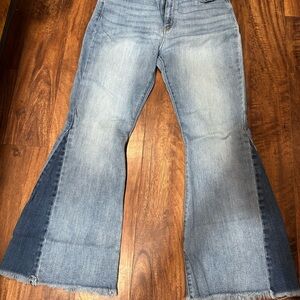 KanCan Light and Dark Blue Flare Jeans
